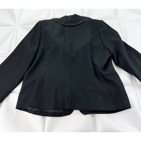 Spanner Sz 16 Black Ruffled Collar Full Zip Up Jacket Light Coat Womens RARE - Picture 7 of 9